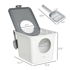 Lettiera XL Bianca in EVA con Ampio Spazio Interno, Facile Ingresso Frontale e Uscita Superiore, Paletta per il Controllo degli Odori - Product Image 3