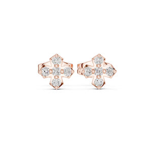 Boucles d'oreilles de fiançailles en or blanc 14 carats avec diamant rond cultivé en laboratoire pour femmes |   Nouveau diamant cultivé - Product Image 3