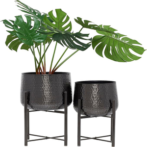 Cosmo Living by Cosmopolitan Metal Indoor Outdoor <b>Planter</b> <b>Large</b> <b>Planter</b> Pot with Removable Stand, Set of 2 <b>Planters</b> - Product Image 1