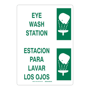 Letrero Bilingüe para Estación de Lavado de Ojos (Inglés/Español), Tablero de Seguridad para Laboratorio, Montado en la Pared - Product Image 3
