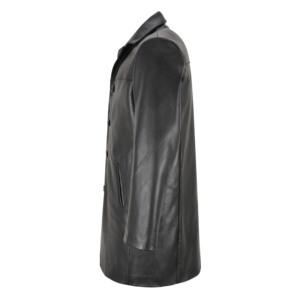 Manteau long en cuir de vachette véritable pour homme, col rabattu, simple boutonnage, veste d'hiver formelle, fourre-tout, fourniture OEM ODM - Product Image 2