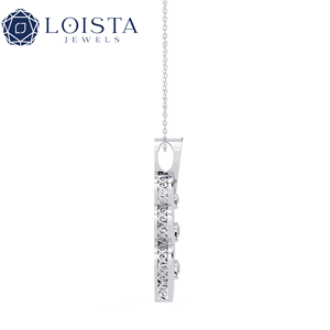 Collier pendentif en or blanc 18 carats avec diamant cultivé en laboratoire de taille brillante certifié IGI, couleur E, pour femmes, de Loista Jewels - Product Image 2