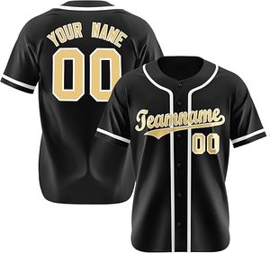 TOFEN SPORTS Camiseta de Béisbol Personalizada para Hombre, Negra y Dorada, Manga Corta, con Botones, Transpirable, de Poliéster, Uniforme de Invierno en Venta - Product Image 1