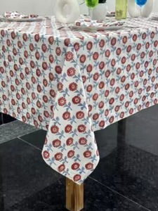 2026 Luxury Handmade Cotton Block Print <b>Tablecloth</b> Set Floral Printed Tablemat for Dining Hotel or Restaurant Wholesale - Product Image 4