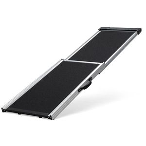 Escalera de aluminio plegable con rampa negra para perros con mango de PVC, alfombrillas antideslizantes para pies, tamaño para la mayoría de los perros y dueños de mascotas - Product Image 1