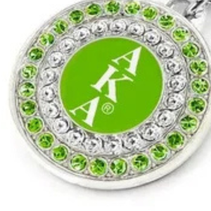   Bracelet à breloques rond vert pour femme, bijoux élégants de couleur verte et dorée inspirés des sororités, pendentif rond élégant pour poignet - Product Image 6