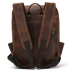 Luxury <b>Waterproof</b> Leather Laptop Bag Anti-Theft Vintage Travel Rucksack Genuine Leather Multi-Pocket LBP-0428 - Product Image 5