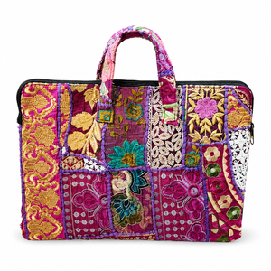 Handmade Patchwork Embroidered <b>Laptop</b> Bag Vintage Ethnic Fabric <b>Sleeve</b> for Office Travel and Daily Use - Product Image 1