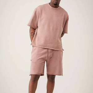 unique High Quality Summer Print Men's T-Shirt Shorts <b>Set</b> Customized Color Unique Elastic Waist Design Hip Hop Stand Collar - Product Image 4