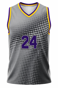 <b>Men's</b> White <b>Red</b> Sublimated Basketball Jersey Number 24 Sleeveless V Neck Breathable Mesh Team Uniform - Product Image 3