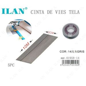 Nastro di tessuto Ilan 2 cm x 10 m grigio per cucito e artigianato - Product Image 1