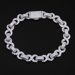 Pulsera de eslabones cubanos de moissanita con incrustaciones de oro y piedras baguette, cadena llamativa estilo hip hop, joyería de lujo - Product Image 2