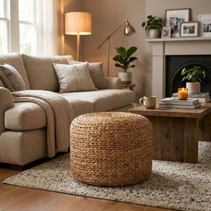 Water Hyacinth <b>Stools</b> Ottomans Handcrafted from Vietnam Woven Natural Fiber Seating for Living Room Hotel Furniture - Product Image 5