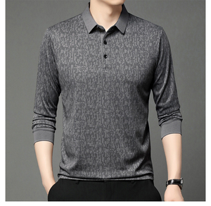 Camisa de Manga Larga para Hombre, con Logotipo Bordado en la Parte Delantera, Estampado Informal, Tejido de Punto, Secado Rápido, Cuello con Botones, Servicio OEM - Product Image 1