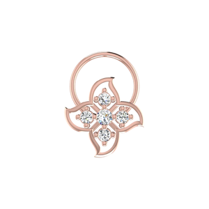 AJRETAIL 0.09 Carat Natural Diamond Flower Ethnic 14K <b>Gold</b> <b>Nose</b> Ring for Women with HI Color and VS-SI Clarity - Product Image 2
