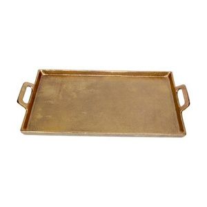 Bandeja de servir clásica de latón, superficie pulida antigua, construcción duradera, adecuada para servir alimentos y bebidas en la cocina o el comedor. - Product Image 2