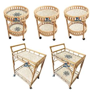 Chariot à boissons en rotin le plus vendu chariots de bar de luxe durables et élégants pour hôtels restaurants prix direct d'usine - Product Image 2