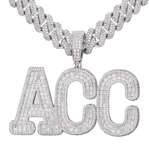 Collier ras du cou avec pendentif lettre glacée en moissanite, couleur argent, bijou personnalisé avec nom, cadeau - Product Image 3
