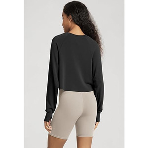 CUSTOM MADE Women's Lightweight Oversize <b>Crop</b> Sweatshirts High Quality 100% Cotton <b>Long</b> <b>Sleeve</b> Hoodie Solid Color Street Wear - Product Image 2