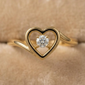 Bague solitaire en or massif 14 carats avec diamant rond de 1 carat, couleur F, pureté VS1, forme cœur, pour diamant CVD, idéale pour une demande en mariage romantique. - Product Image 3