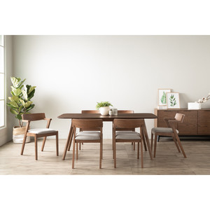 Silla de Comedor Minimalista de Mediados de Siglo, Estructura de Madera de Haya, Asiento de Tela Gris Claro, Respaldo Ancho, para Hogar, Oficina, Restaurante, Cafetería, Hotel - Product Image 5