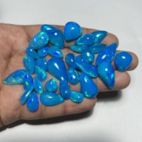 Ópalo Welo Natural Genuino, Corte Pera, Calidad Súper Fina, Multicolor, con Destello Azul Pryba, Tratado con Humo, Gemas Hasnain para Joyería