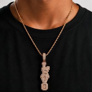 Pendentif Hip Hop en Laiton avec Micro-Pavé de Zircon Cubique et Placage Or Rose 18K pour Hommes, Mode Streetwear - Product Image 2