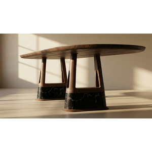 Table à manger en marbre Calacatta Violet de luxe, table en pierre naturelle, pieds en bois de noyer, mobilier de salle à manger moderne, OEM PISANO - Product Image 3