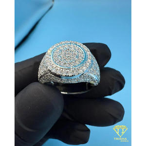 Bague ronde en argent 925 avec diamant de laboratoire, entièrement sertie de pierres, bijou de déclaration pour les acheteurs en gros - Product Image 5