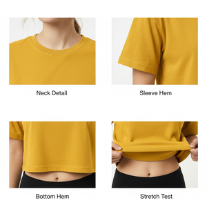 T-shirt court oversize en coton pour femme, style streetwear, décontracté et ample, idéal pour l'été - Product Image 4