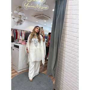 Bel ensemble de costume haut et bas pour femmes pour les fêtes Real Mirror Work pour un look époustouflant - Product Image 6