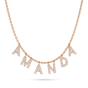 Elegant Lab Grown Diamond Name Necklace 14K 18K Gold Round Brilliant Cut Luxury Diamond Jewelry Birthday Gift for Women - Product Image 3