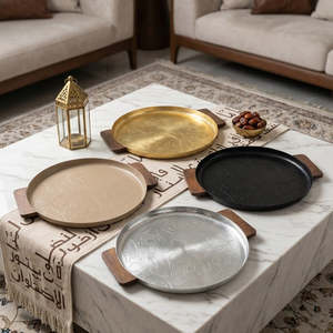 Modern Matte <b>Black</b> Floral <b>Serving</b> <b>Tray</b> Designer Metal Platter for Luxury Hospitality & Home Decorative Arabic Home <b>Serving</b> <b>Tray</b> - Product Image 3