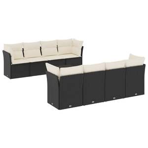 Ensemble de canapés de jardin en rotin noir et crème, structure en acier thermolaqué, mobilier d'extérieur au design contemporain - Product Image 2