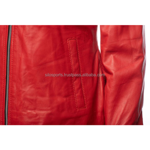 2025 OEM Original Red Sheep-Skin <b>Long</b> Leather Jacket <b>for</b> <b>Women</b> Low MOQ Heated Fashion Jacket Waterproof Fur Collar Wholesale - Product Image 5