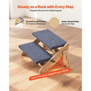 Escaleras de Madera de 2 Peldaños para Mascotas, para Camas, Sofás y Autos, Muebles para Gatos Estables y Resistentes con Capacidad de Carga de 110 Libras, Diseño Plegable Plano - Product Image 3