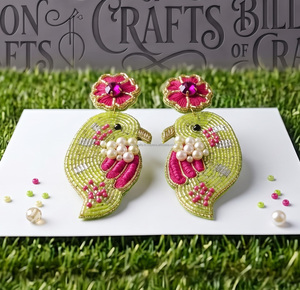 Boucles d'oreilles pendantes fleuries perlées, bijoux bohèmes colorés et imposants, vente en gros - Product Image 2