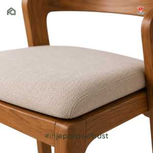 Chaise de bar rembourrée en bois massif, style moderne tropical, pour restaurant, hôtel, comptoir - Product Image 2