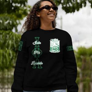 Sudadera Universitaria Personalizada Iota Phi Lambda, Negra y Verde Esmeralda, con el Escudo de la Hermandad Griega, Desde 1929, para Mujer - Product Image 2