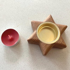 <b>Wooden</b> <b>Star</b> Tea Light Holder Natural Wood Candle Stand Home Decoration - Product Image 3