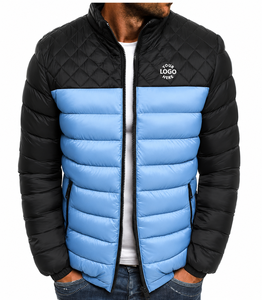 Custom Men's Two Tone Black Sky Blue Quilted Puffer Jacket Lightweight Winter <b>Zip</b> <b>Up</b> 100% Polyester Jacket OEM ODM Manufacturer - Product Image 1