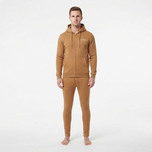 Ensemble de survêtement décontracté en molleton épais avec sweat à capuche zippé et pantalon en molleton pour homme - Product Image 5