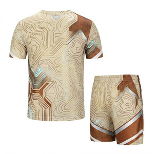 EKIN IMPER Men's T-Shirt And Shorts <b>Set</b> Digital Printed Circuit Pattern Quick Dry Summer Wear Crew Neck <b>Knitted</b> Shorts <b>Set</b> - Product Image 2