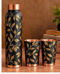 Juego de Botella de Agua de Cobre Estilo Bohemio con 2 Tazas, Diseño Mandala, Portátil para Viajes - Product Image 4