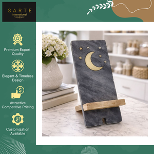 Exportador al por Mayor que Vende Decoración de Escritorio de Lujo, Soporte para Móvil de Mármol Negro Tallado a Mano, Artesanal, para Regalo - Product Image 4