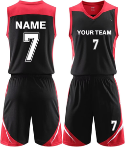 Conjunto de Uniforme de Baloncesto Sublimado Personalizado 100% Poliéster Rojo y Negro con Cuello en V Sin Mangas Transpirable Número 10 en la Parte Delantera - Product Image 6