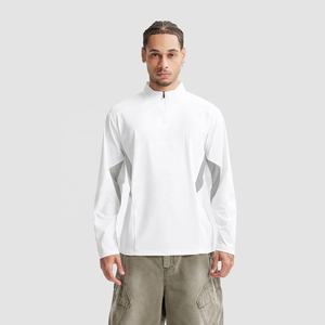 Haute qualité 160gsm 76% Nylon 24% Spandex coupe ample quart Zip extérieur actif hauts cyclisme maillot Camping randonnée chemises pour hommes - Product Image 3