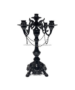 Candelabro de hierro resistente para uso en interiores y exteriores con acabado resistente a la intemperie y soporte de base ancha estable - Product Image 4
