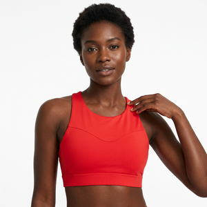 Soutien-gorge de sport dos nageur rouge léger à maintien élevé pour femme, avec logo frontal, respirant, design col en U, écologique, séchage rapide pour le yoga - Product Image 6