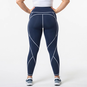 Women Plus Size High Waist Stretch Running <b>Tights</b> Breathable Yoga Leggings Contrast Seams Gym Workout Quick Dry Fitness Legging - Product Image 2